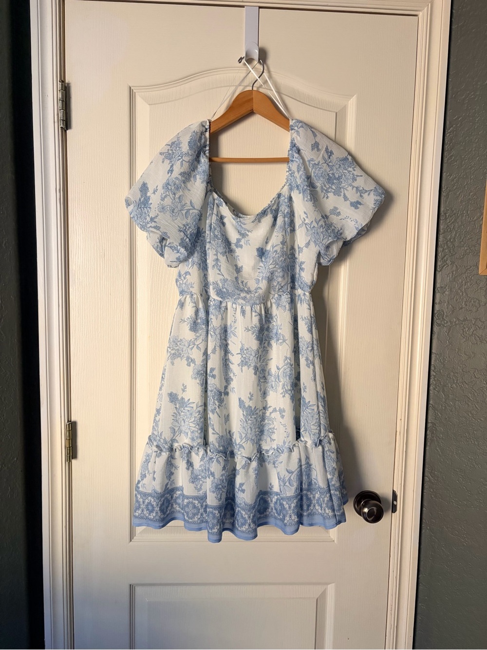 NWT Blu Pepper boutique floral cottagecore midi square neck dress, L - Picture 2 of 12